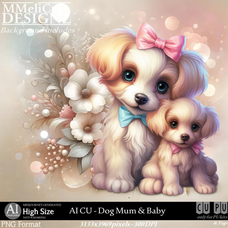 AI - CU Dog Mum & Baby (CU4PU/PNG)